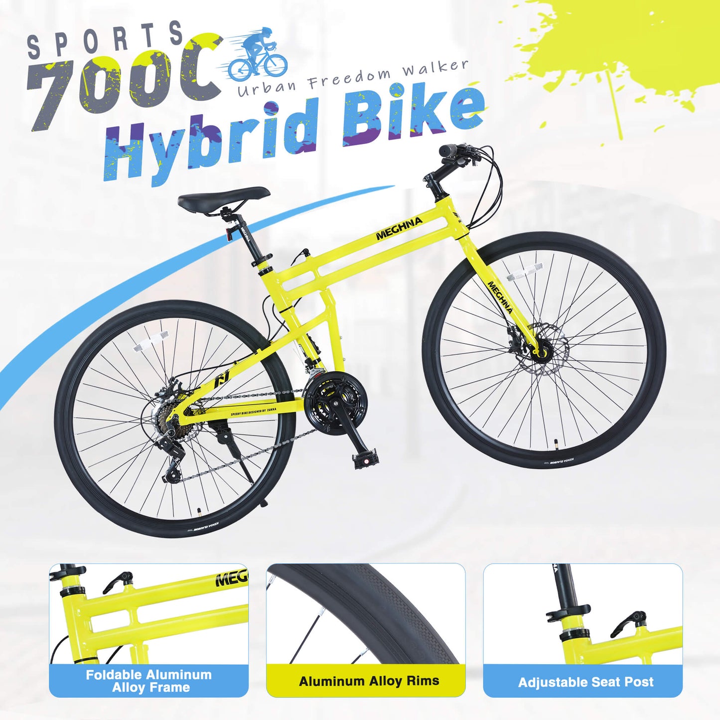 Hycline Meghna Fevo 700×32C bicycle tire showing tread pattern and sidewall details on a white background