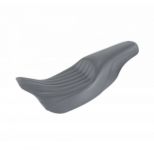 Black SADDLEMEN Knuckle 2-Up Seat with ribbed design for 2008-2023 FLH/FLT motorcycles, featuring a comfortable, durable build.