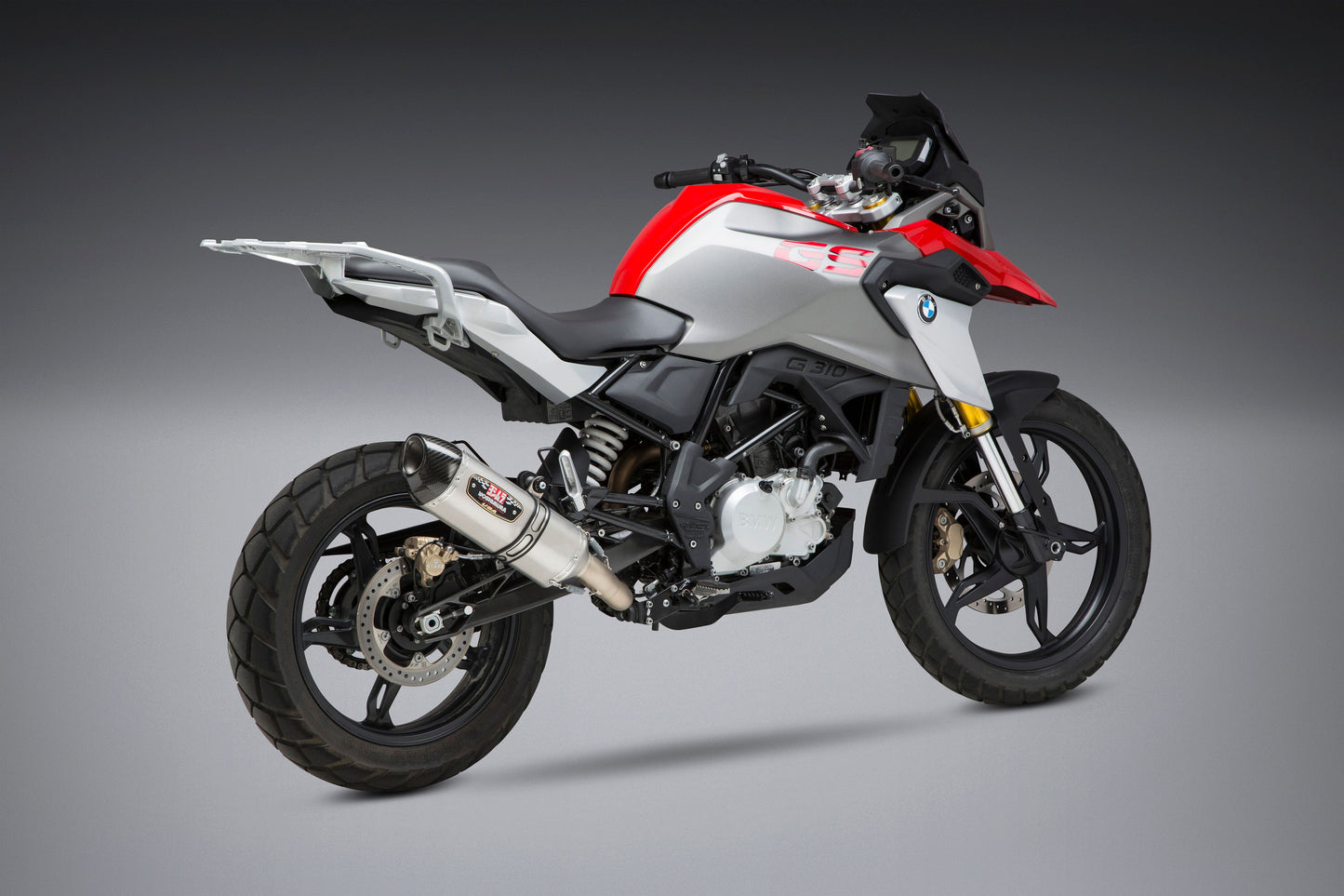 YOSHIMURA Yoshimura Exhaust Street R 77 Slip-On with stainless steel and carbon fiber end cap on a motorcycle.