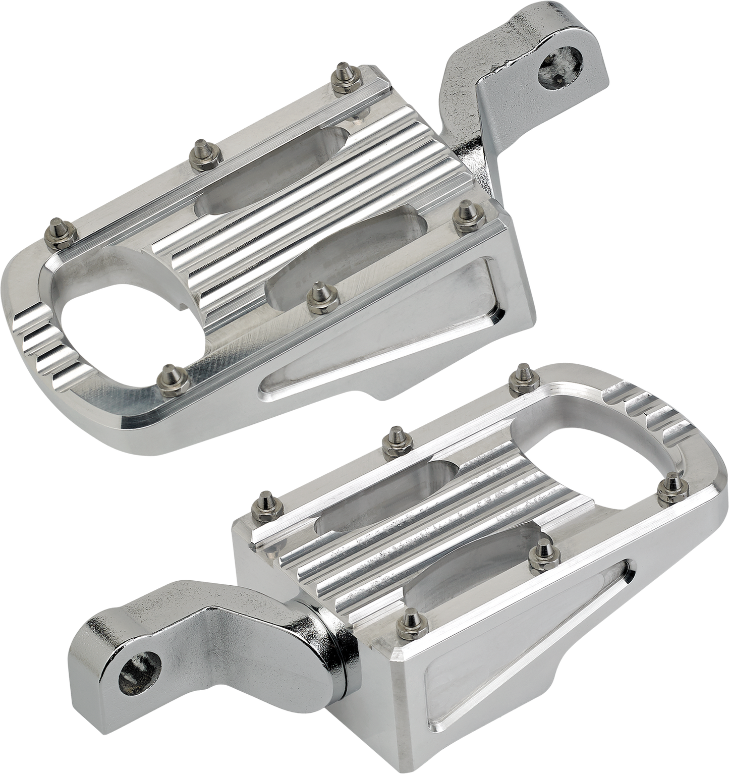 Polished BILTWELL Punisher footpeg for motorcycle body, showcasing a sleek, durable step design made from 7005 aluminum.