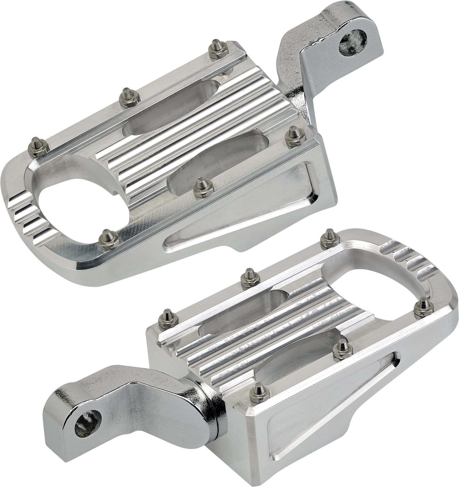 Polished BILTWELL Punisher footpeg for motorcycle body, showcasing a sleek, durable step design made from 7005 aluminum.