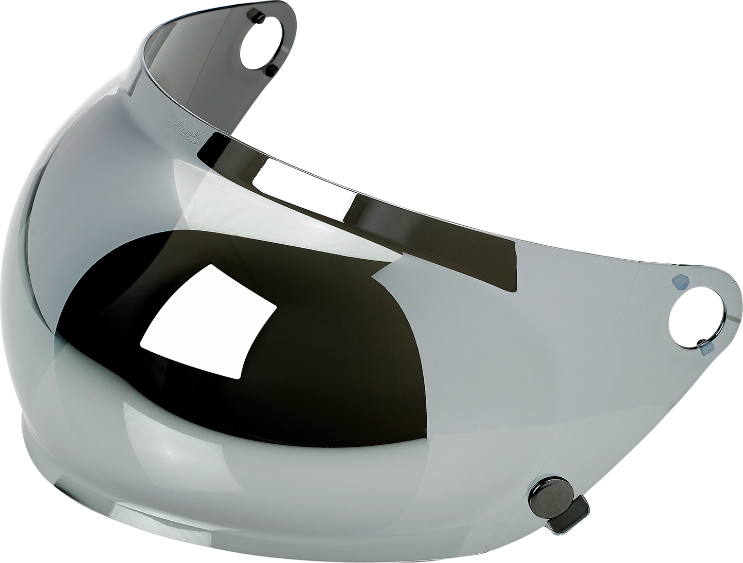 Chrome mirror and bubble shield for BILTWELL Gringo S Gen 2 motorcycle helmet, part from Bill's Exhausts.