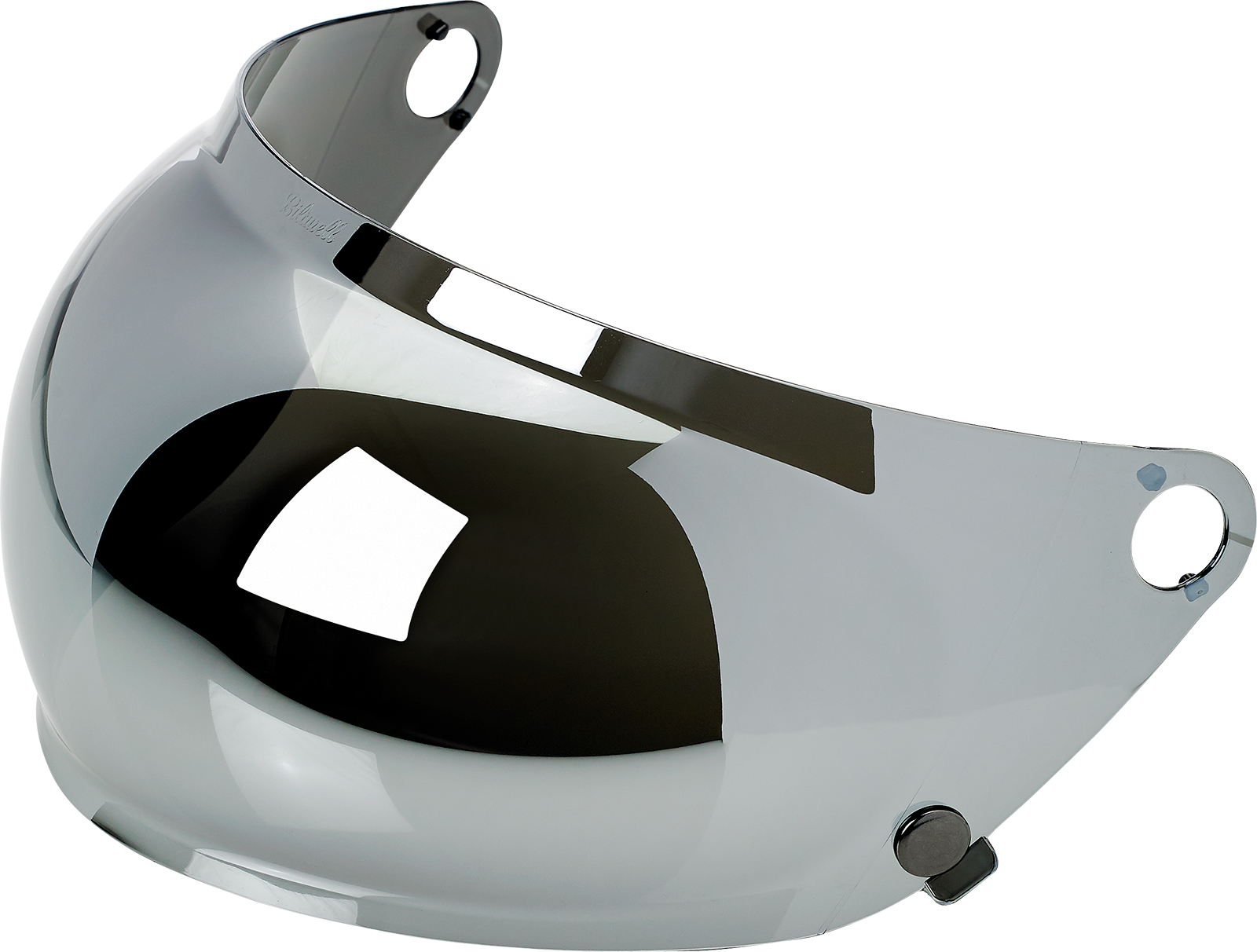 Chrome mirror and bubble shield for BILTWELL Gringo S Gen 2 motorcycle helmet, part from Bill's Exhausts.