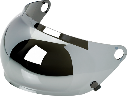 Chrome mirror and bubble shield for BILTWELL Gringo S Gen 2 motorcycle helmet, part from Bill's Exhausts.