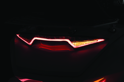 Kuryakyn Omni LED trunk light bar installed on 2018-2020 Honda Gold Wing GL1800 motorcycle for enhanced visibility.