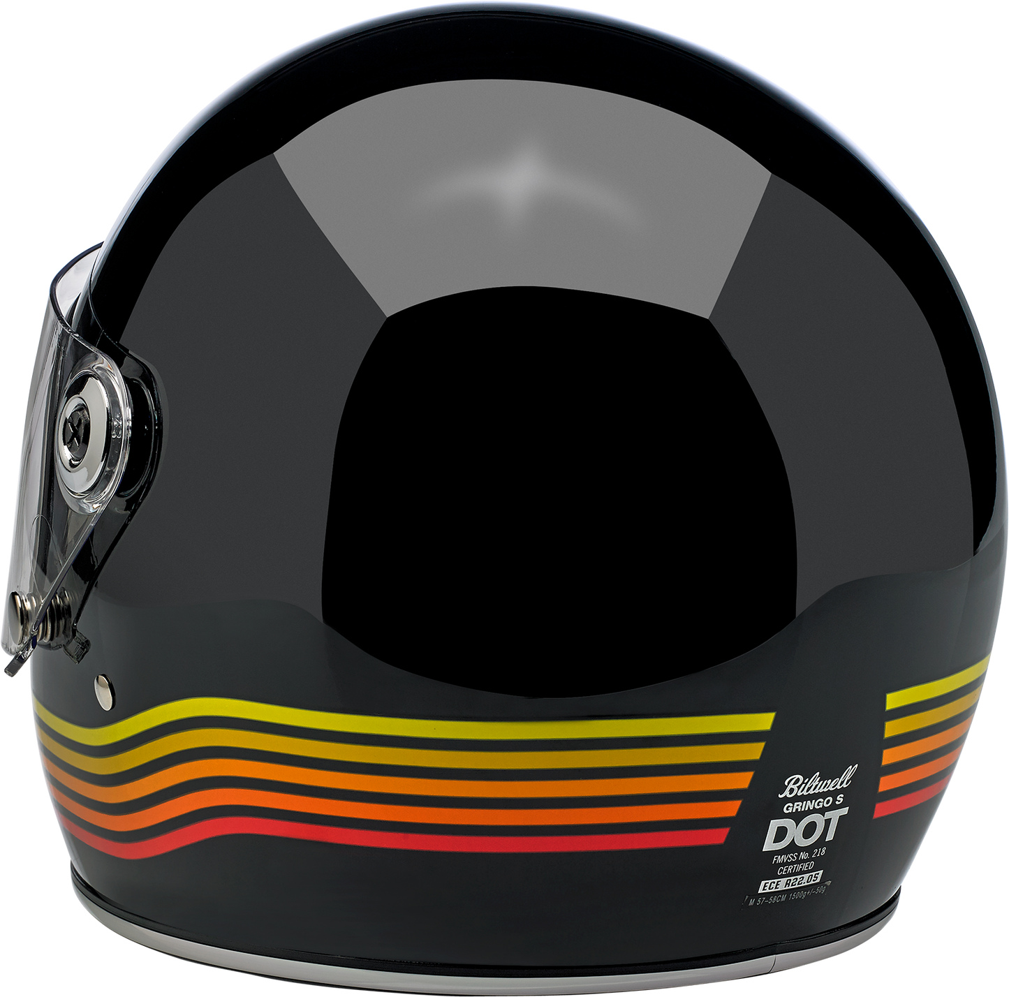 BILTWELL Gringo S helmet in glossy black Spectrum finish, medium size, featuring a sleek motorcycle helmet design.