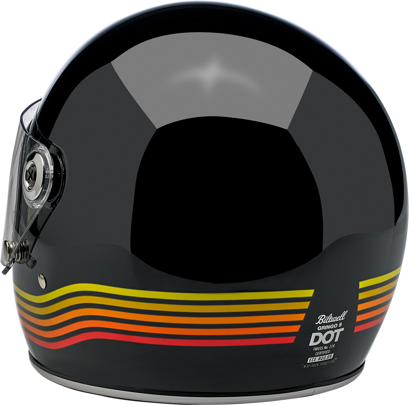 BILTWELL Gringo S helmet in glossy black Spectrum finish, medium size, featuring a sleek motorcycle helmet design.
