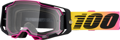 Bill's Exhausts 100% Armega Goggles in clear lens, model 91, with adjustable strap and protective frame for motocross or racing use.