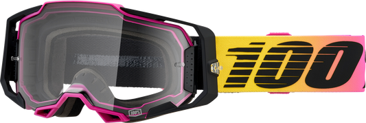 Bill's Exhausts 100% Armega Goggles in clear lens, model 91, with adjustable strap and protective frame for motocross or racing use.
