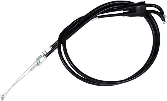 Motion Pro black vinyl throttle cable for motorcycles, part 04-0130, showing the cable with protective black vinyl coating.