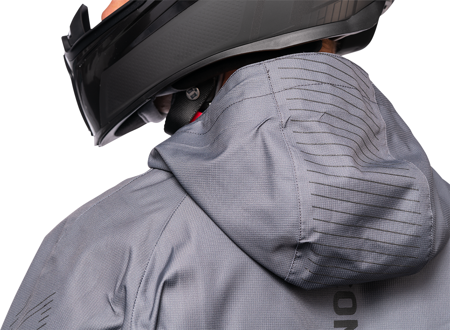 Gray ICON PDX3™ jacket in XL size from Bill's Exhausts, displayed on a hanger with visible front zipper and collar.