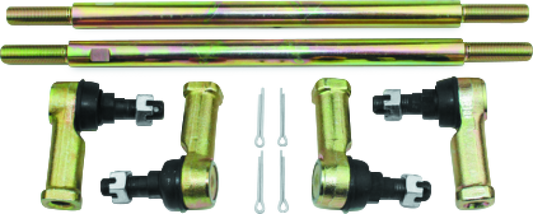 Heavy-duty QuadBoss tie rod assembly upgrade kit for Can-Am Outlander and Renegade models, includes durable metal components.
