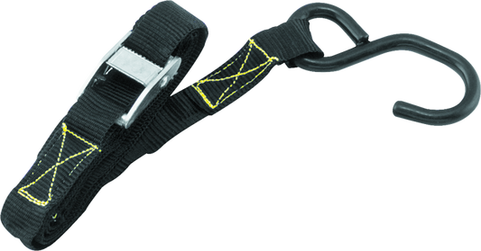 QuadBoss ramp strap replacement for powersports equipment, shown in black with metal hooks for secure fastening.