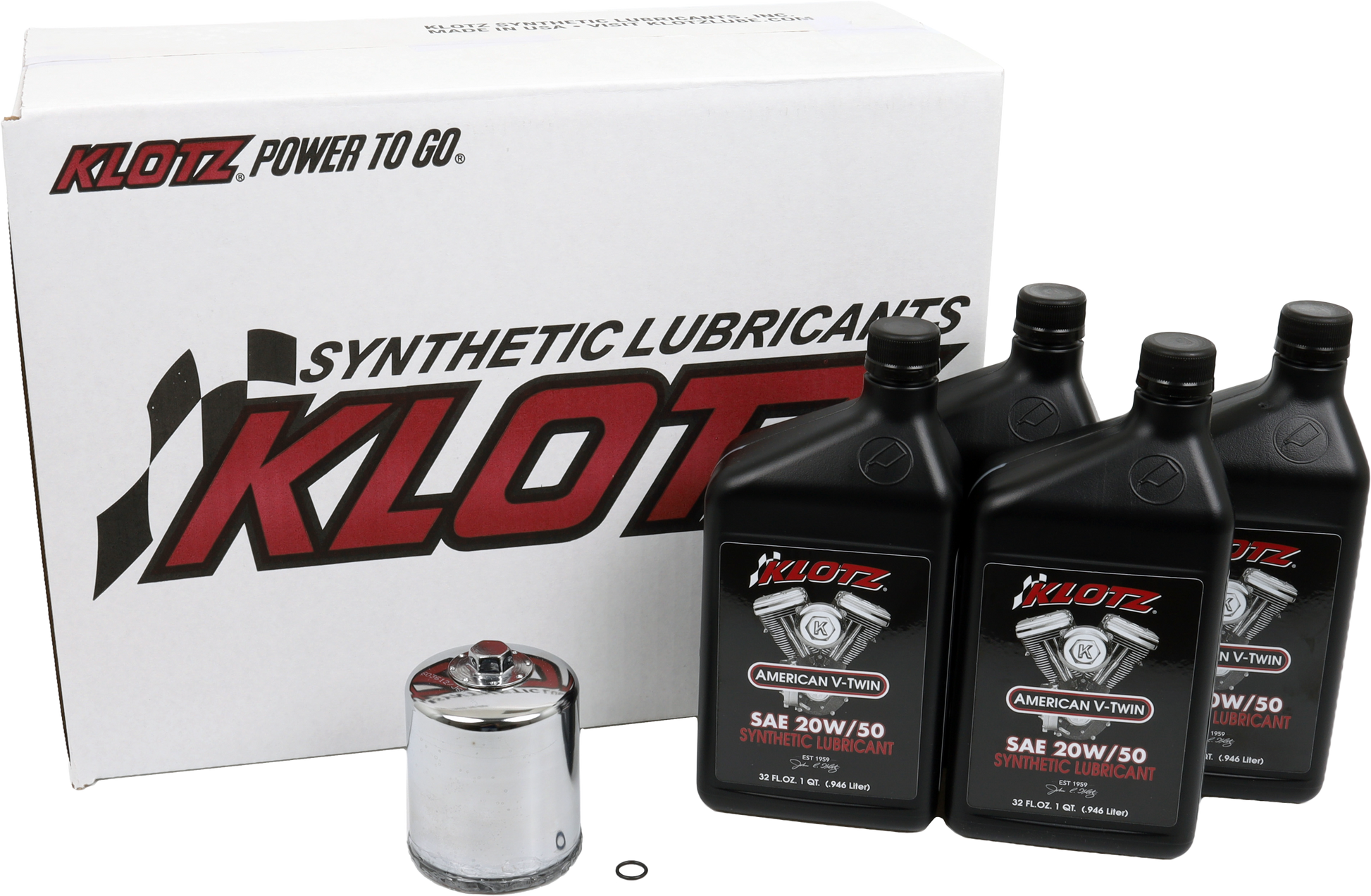 KLOTZ, KLOTZ Basic Harley Davidson 4 Quart Synthetic Oil Change Kit (Part KH-105)