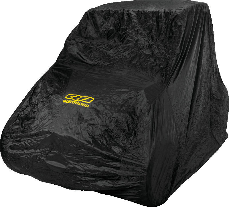 QuadBoss UTV 4-seater cover protecting Polaris RZR-4 800/900 and Honda Pioneer from all weather conditions.