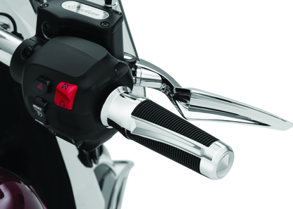 Kuryakyn Phantom Grips for Indian Motorcycles in chrome with sleek, ergonomic design and detailed grip patterns.