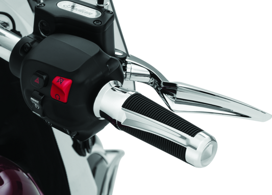 Kuryakyn Phantom Grips for Indian Motorcycles in chrome with sleek, ergonomic design and detailed grip patterns.