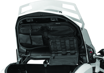 Kuryakyn trunk lid organizer for 2018-2023 Honda Gold Wing Tour motorcycles, shown attached to trunk lid with compartments.