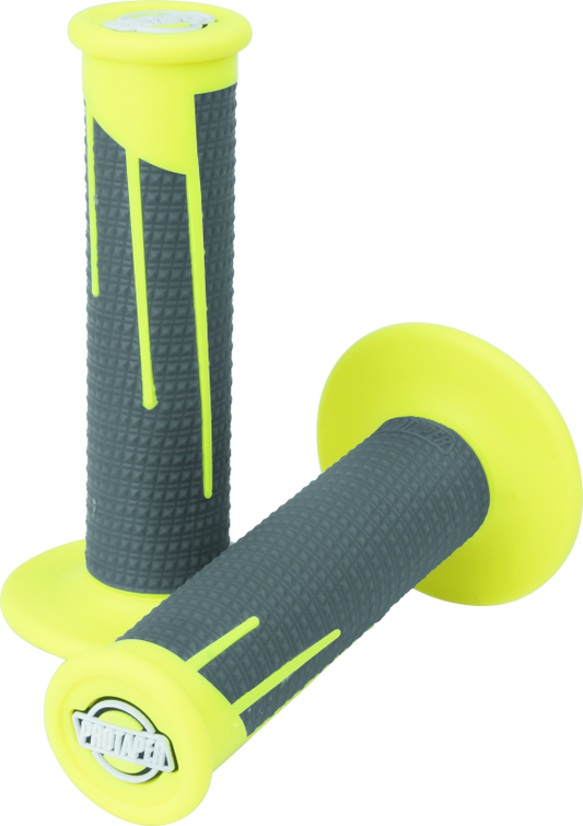 ProTaper Full Diamond Clamp-On Grips in neon yellow and dark gray, motorcycle handlebar grips by Bill's Exhausts.