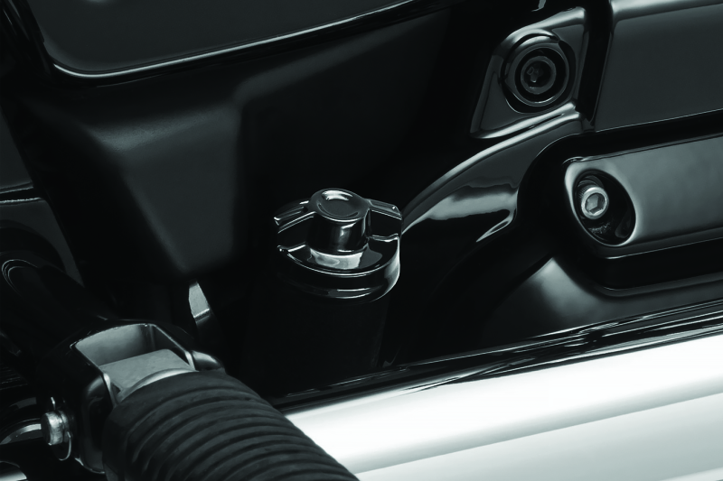 Kuryakyn Precision Dipstick for 2018 Harley Davidson Softail in gloss black, showing the sleek metal tool with engraved Kuryakyn logo