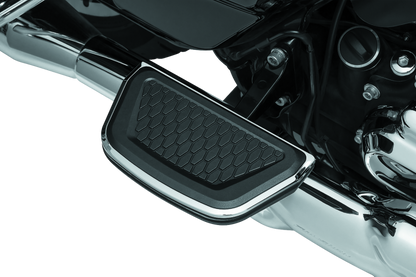 Kuryakyn Chrome Hex Passenger Board Inserts for Harley Davidson 2008-2009 motorcycle, part #5902, shown on bike.
