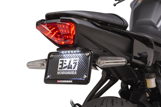 YOSHIMURA Yamaha MT-07 fender eliminator kit installed, featuring sleek design and compact tail light for motorcycle customization.