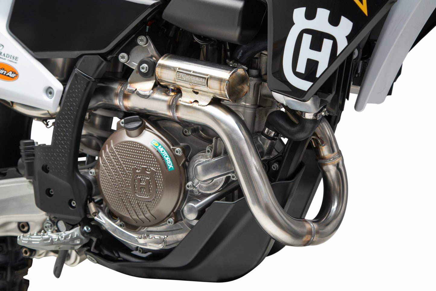 YOSHIMURA RS-12 Series exhaust system with aluminum and carbon fiber components for Husqvarna and KTM motorcycles