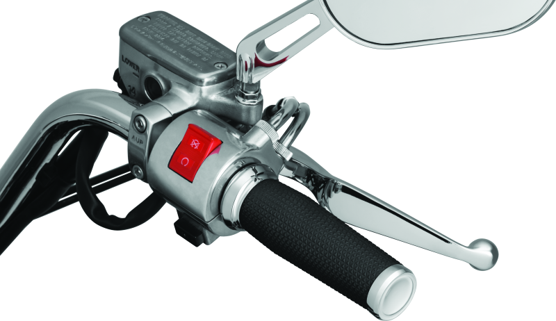Kuryakyn Thresher Grip Metric Chrome handlebar grip with shark tooth knurling for PowerSports motorcycles.