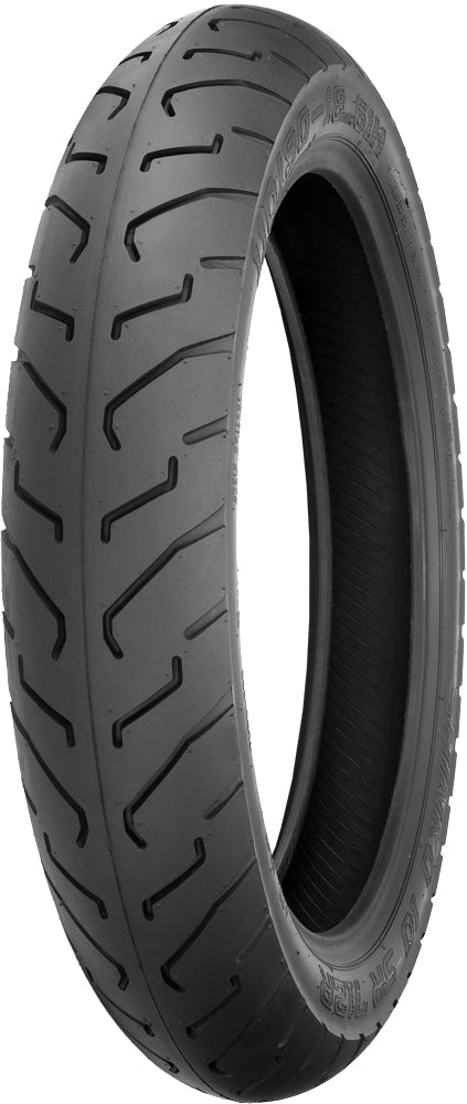 Shinko 712 Series rear motorcycle tire, 120/90-18 size, bias ply, tubeless design, mounted on motorcycle wheel.