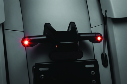 Kuryakyn black rear Atto turn signal adapter for Indian Chieftain and Challenger motorcycles, shown mounted on bike.