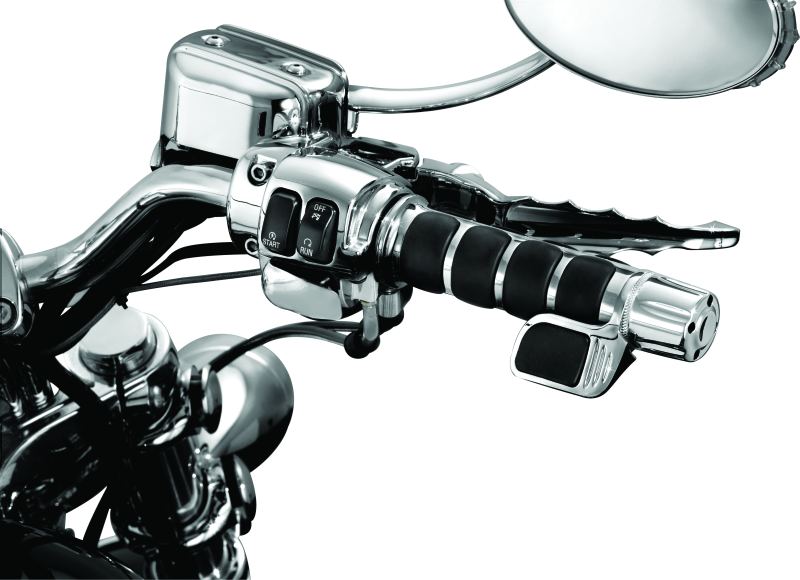 Chrome Kuryakyn Grip End Weights for motorcycles, designed to reduce handlebar vibrations and enhance grip comfort.