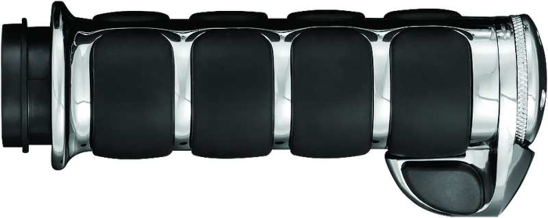 Chrome Kuryakyn ISO Grips with Throttle Boss for throttle-by-wire motorcycle systems, featuring ergonomic design and durable finish.