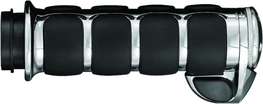 Chrome Kuryakyn ISO Grips with Throttle Boss for throttle-by-wire motorcycle systems, featuring ergonomic design and durable finish.