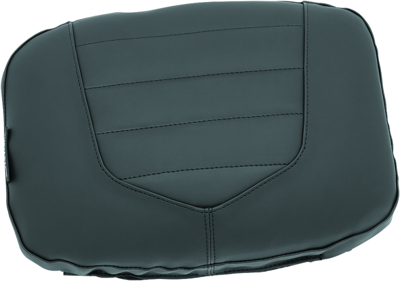 Kuryakyn removable luggage backrest pad attached to XKursion or Momentum motorcycle seats for added passenger comfort.