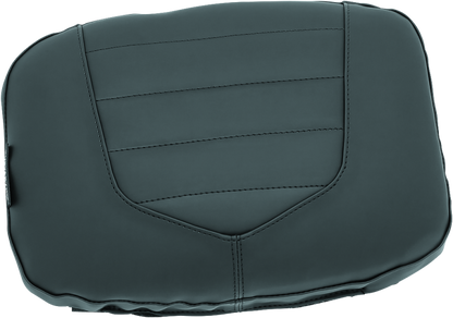 Kuryakyn removable luggage backrest pad attached to XKursion or Momentum motorcycle seats for added passenger comfort.