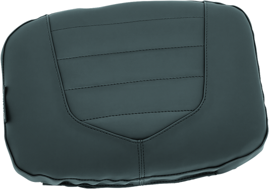 Kuryakyn removable luggage backrest pad attached to XKursion or Momentum motorcycle seats for added passenger comfort.