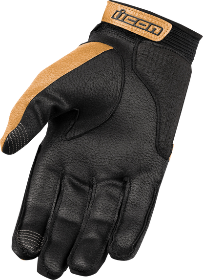 Tan ICON Superduty3™ gloves in small size, designed for durability and comfort, shown on a white background.