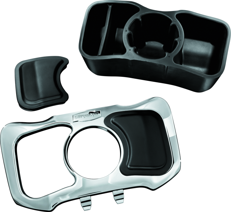 Kuryakyn chrome glove box cubby for 2012-2017 Honda Gold Wing F6B motorcycle, showing the sleek, shiny chrome finish and compact design.