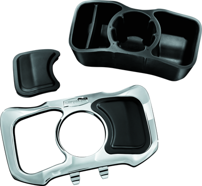 Kuryakyn chrome glove box cubby for 2012-2017 Honda Gold Wing F6B motorcycle, showing the sleek, shiny chrome finish and compact design.