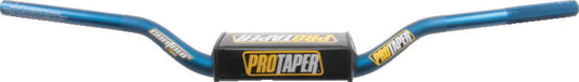 ProTaper Contour SX Race handlebar in blue with crossbar pad and 1/4 inch cut guides for mountain biking performance