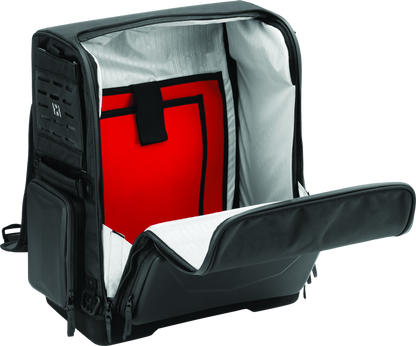 Kuryakyn Xkursion XS Odyssey motorcycle luggage bag with black nylon exterior and adjustable straps for secure travel.