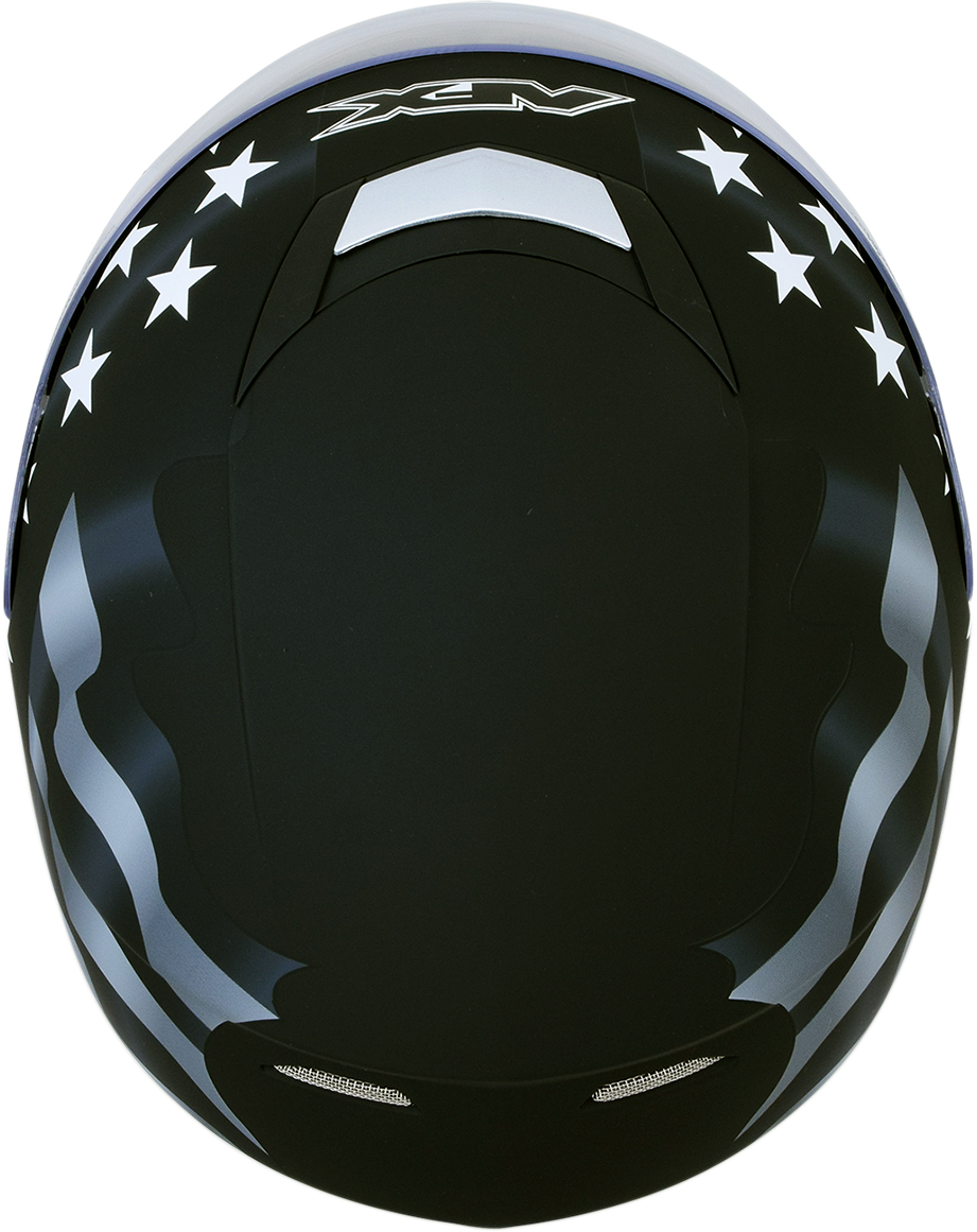 Bill's Exhausts AFX FX-99 helmet in stealth with flag design, medium size, featuring a sleek helmet profile with detailed graphics.