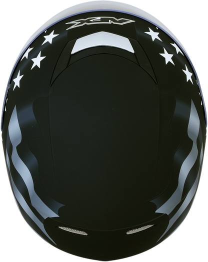 Bill's Exhausts AFX FX-99 helmet in stealth with flag design, medium size, featuring a sleek helmet profile with detailed graphics.