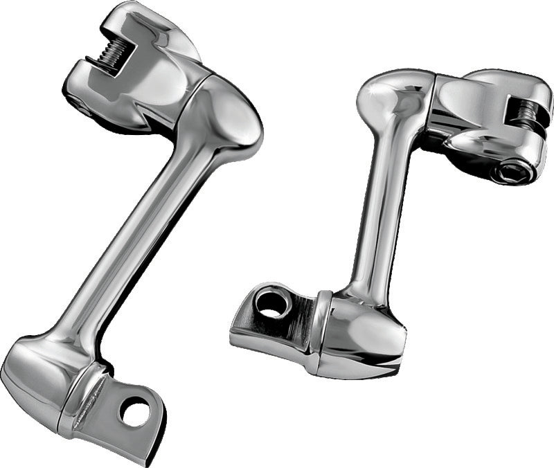 Chrome Kuryakyn 4-inch adjustable lockable offsets with male mount adapter for motorcycle handlebars, part 4557.