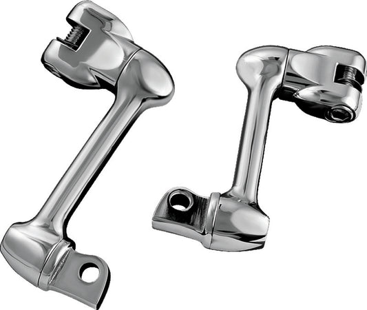 Chrome Kuryakyn 4-inch adjustable lockable offsets with male mount adapter for motorcycle handlebars, part 4557.