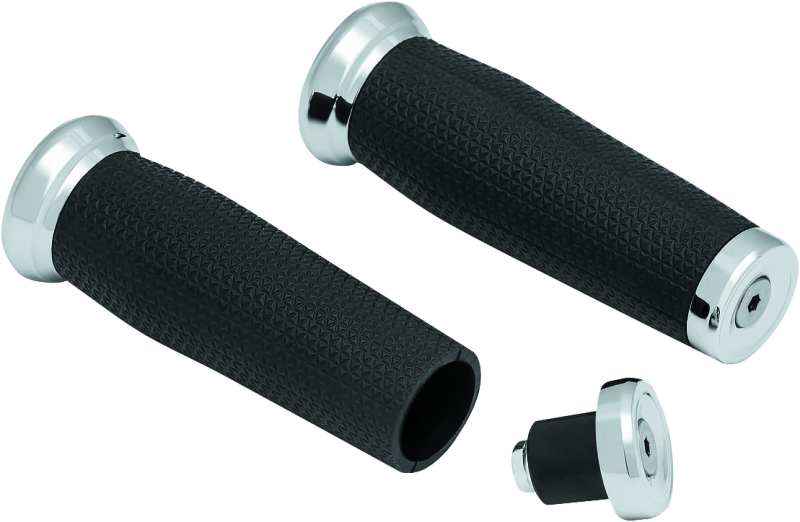 Kuryakyn Thresher grips for powersports, chrome finish, universal fit for 7/8 inch handlebars, motorcycle handlebar grips