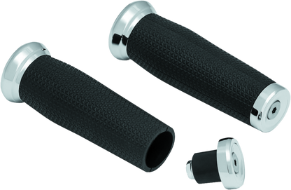 Kuryakyn Thresher grips for powersports, chrome finish, universal fit for 7/8 inch handlebars, motorcycle handlebar grips