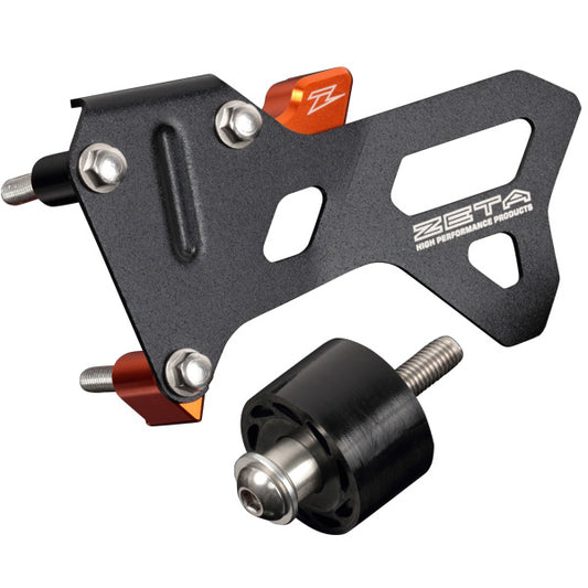 ZETA Case Saver Kit for KTM 450/500 motorcycle, black plastic with mounting hardware, part number ZE80-8423.