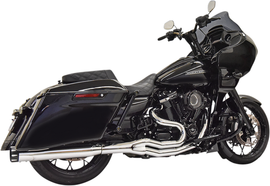 BASSANI XHAUST 1F78T 2:1 high horsepower exhaust system for big motor builds, shown installed on a vehicle engine.