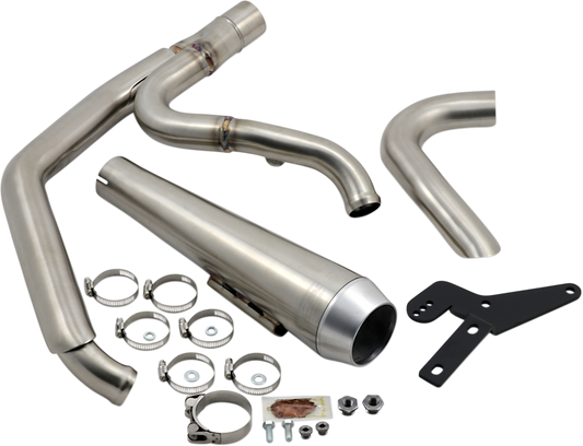 Stainless steel Bassani Xhaust 2-into-1 Road Rage exhaust system with sleek design and polished metal finish.